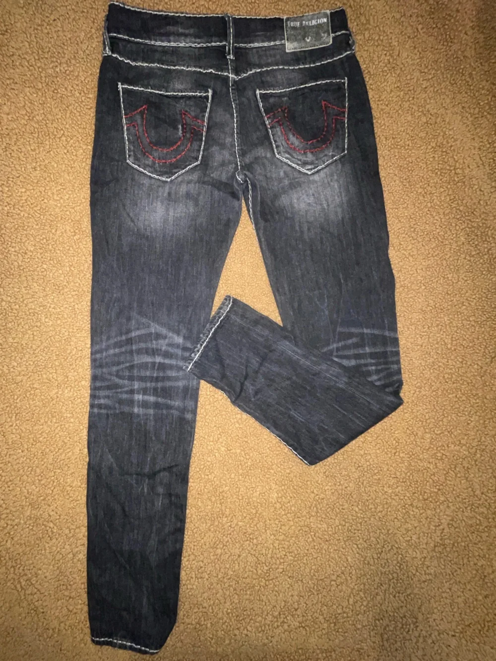 True Religion Rocco Skinny Jeans – Black Wash Contrast Stitch – Size 31